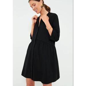 Tuckernuck Black Stretch Crepe Royal Shirt Dress Size S